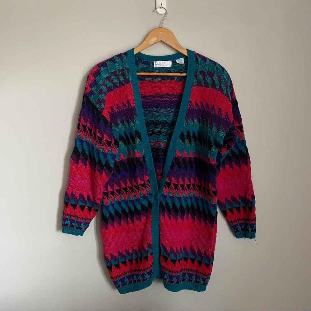 Vintage Cardigan Segrets Sun Prints Size M